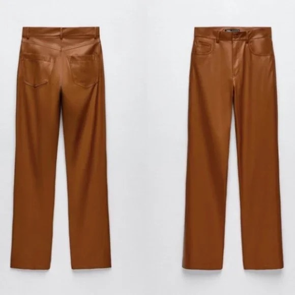 ZARA LEATHER PANTS - Picture 2 of 3